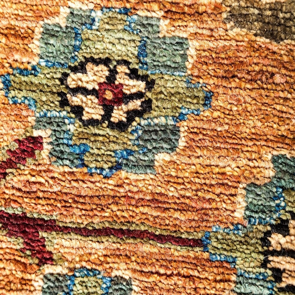 Overton Huqih Hand-knotted Orange Wool Area Rug (9'3 x 11'9) - 9'3" x 11'9"/Surplus