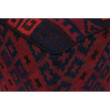 Hurtado Drk. Red/Blue Handmade Kilim Upholstered Ottoman 15"x15"x20"