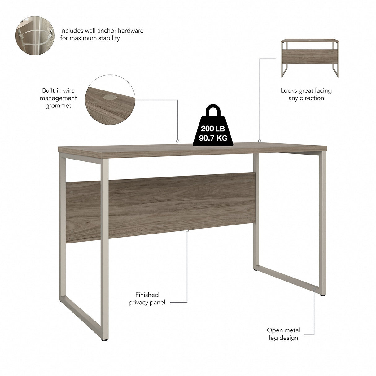 Hybrid 48W x 24D Computer Table Desk by Bush Business Furniture