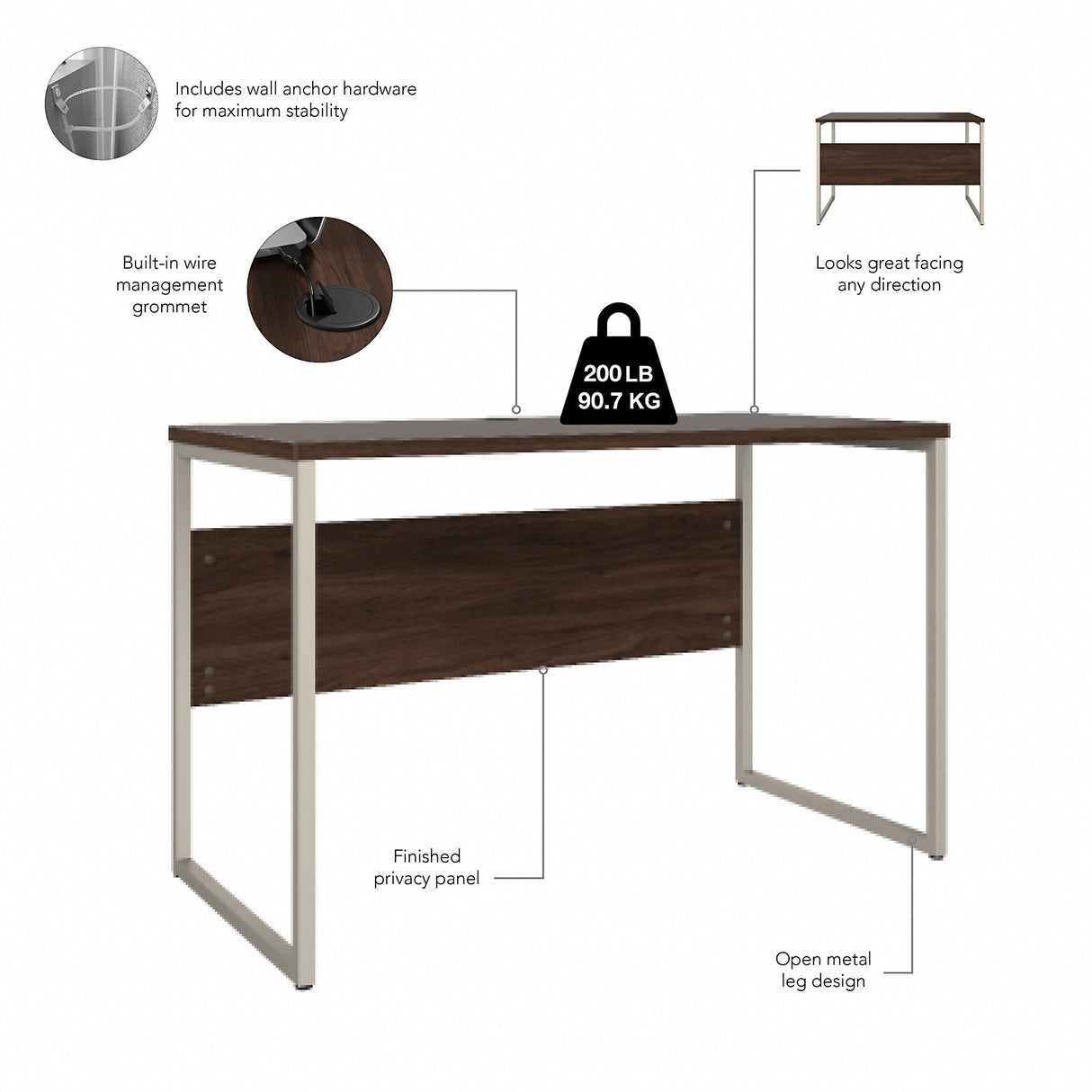 Hybrid 48W x 24D Computer Table Desk by Bush Business Furniture