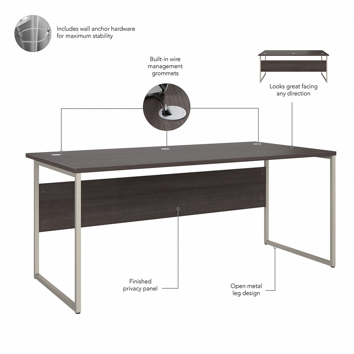 Hybrid 72W x 36D Computer Table Desk by Bush Business Furniture