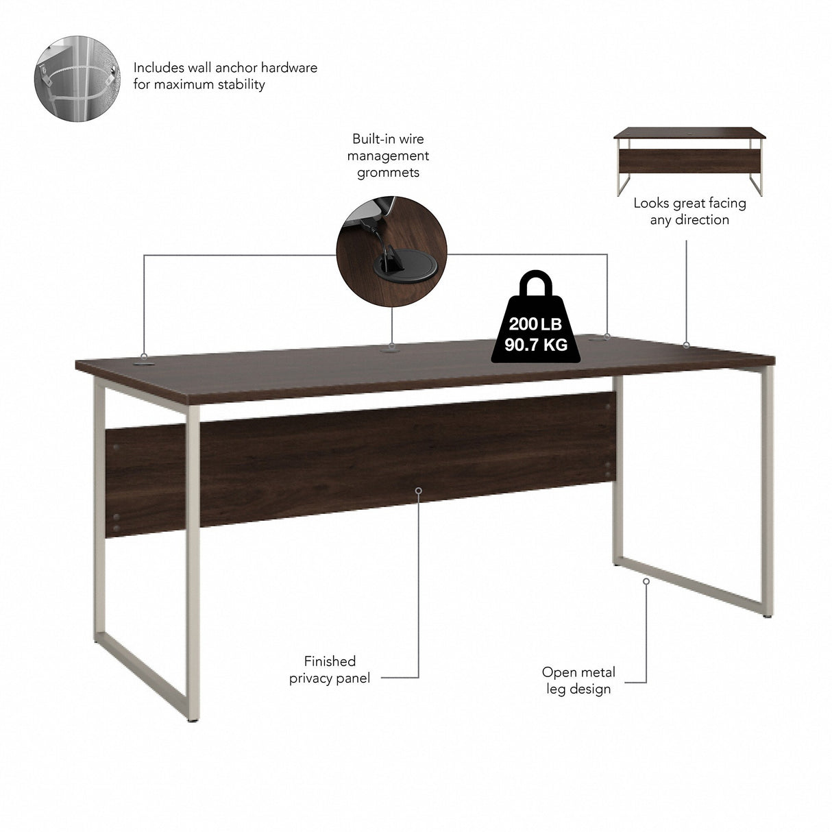 Hybrid 72W x 36D Computer Table Desk by Bush Business Furniture