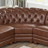 Hydeline Aliso Top Grain Leather L-Shape Chesterfield Sectional Sofa - L-Piece Sectional