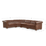 Hydeline Aliso Top Grain Leather L-Shape Chesterfield Sectional Sofa - L-Piece Sectional