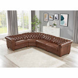 Hydeline Aliso Top Grain Leather L-Shape Chesterfield Sectional Sofa - L-Piece Sectional