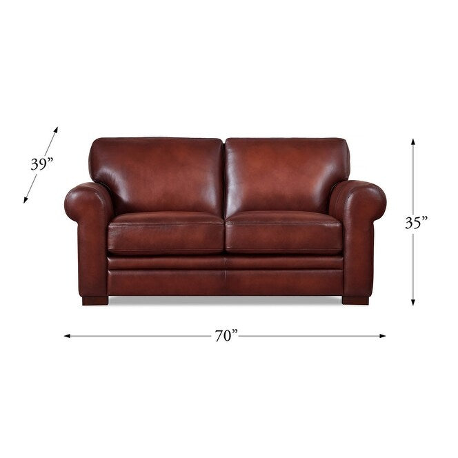 Hydeline Brookfield Waxy Pull-up Top Grain Leather Sofa Set, Sofa and Loveseat