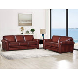 Hydeline Brookfield Waxy Pull-up Top Grain Leather Sofa Set, Sofa and Loveseat