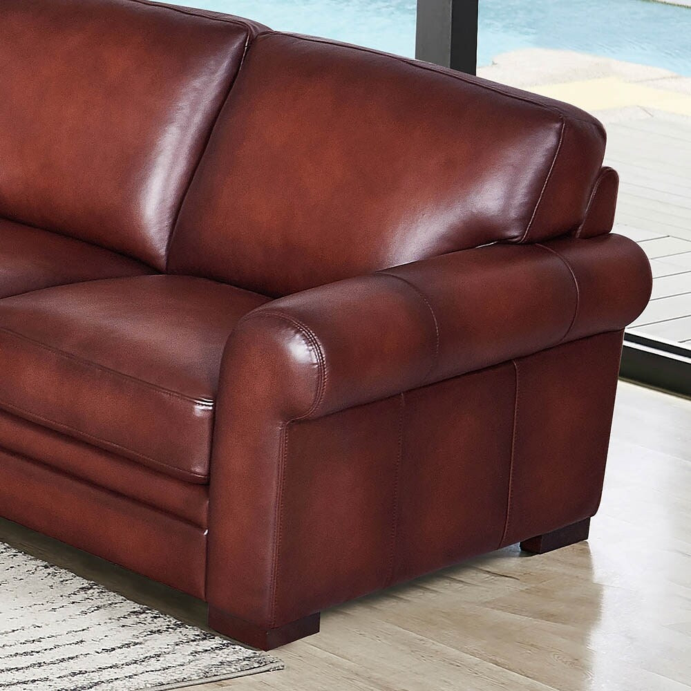 Hydeline Brookfield Waxy Pull-up Top Grain Leather Sofa Set, Sofa and Loveseat