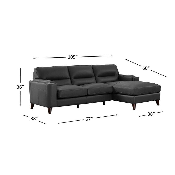 Hydeline Elm Top Grain Leather Sectional Sofa with Chaise