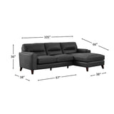 Hydeline Elm Top Grain Leather Sectional Sofa with Chaise