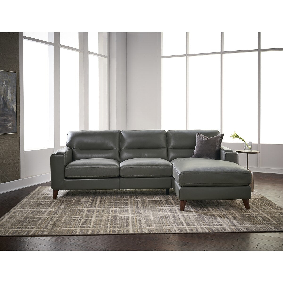 Hydeline Elm Top Grain Leather Sectional Sofa with Chaise