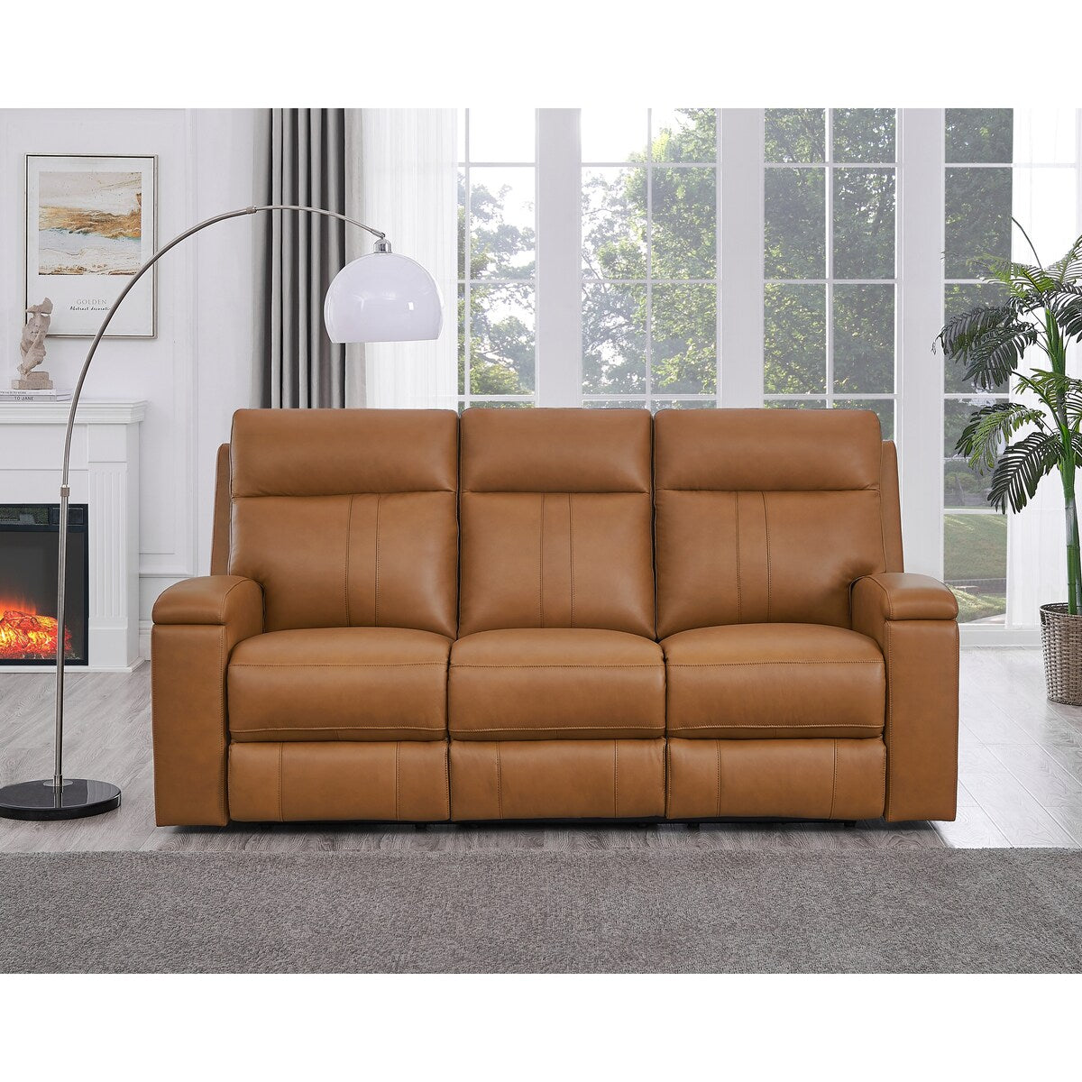 Hydeline Venice Top Grain Leather Power Reclining Sofa Set, Sofa and Loveseat with USB-Ports