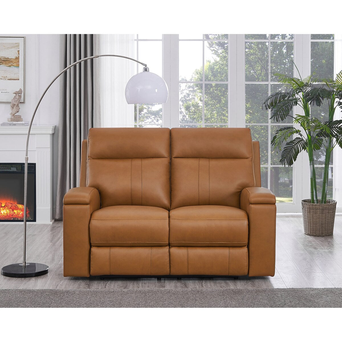 Hydeline Venice Top Grain Leather Power Reclining Sofa Set, Sofa and Loveseat with USB-Ports