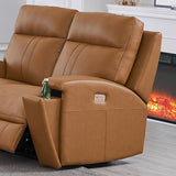 Hydeline Venice Top Grain Leather Power Reclining Sofa Set, Sofa and Loveseat with USB-Ports