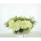 Hydrangea and Astilbe Arrangement in an Oval Ceramic Vase - Cream, Green