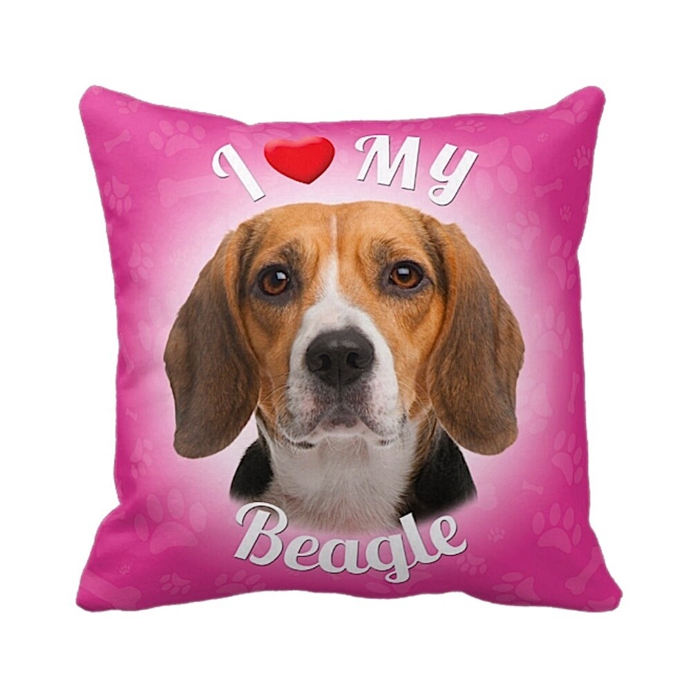I Love My Beagle Throw Pillow