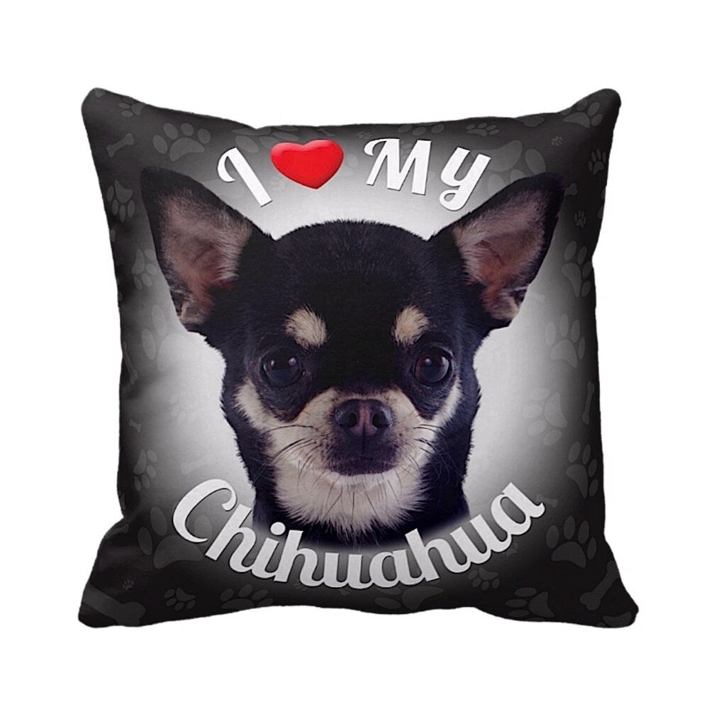 I Love My Chihuahua Throw Pillow