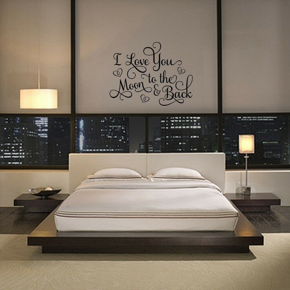 I Love You To The Moon And Back Vinyl Wall Decal Words Quote 17" x 23"