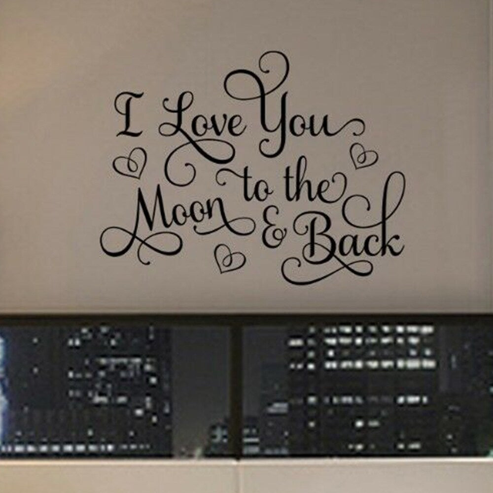 I Love You To The Moon And Back Vinyl Wall Decal Words Quote 17" x 23"