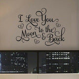 I Love You To The Moon And Back Vinyl Wall Decal Words Quote 17" x 23"