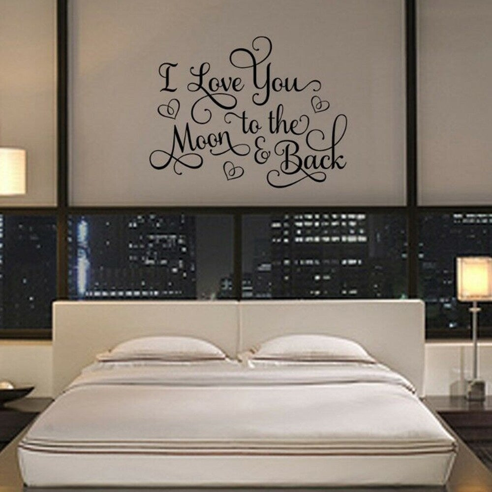 I Love You To The Moon And Back Vinyl Wall Decal Words Quote 17" x 23"