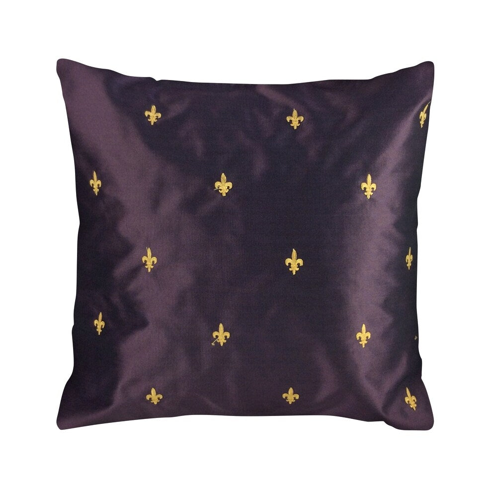 IC Linen Company by Kathy Fielder Purple Fleur De Lis Throw Pillow