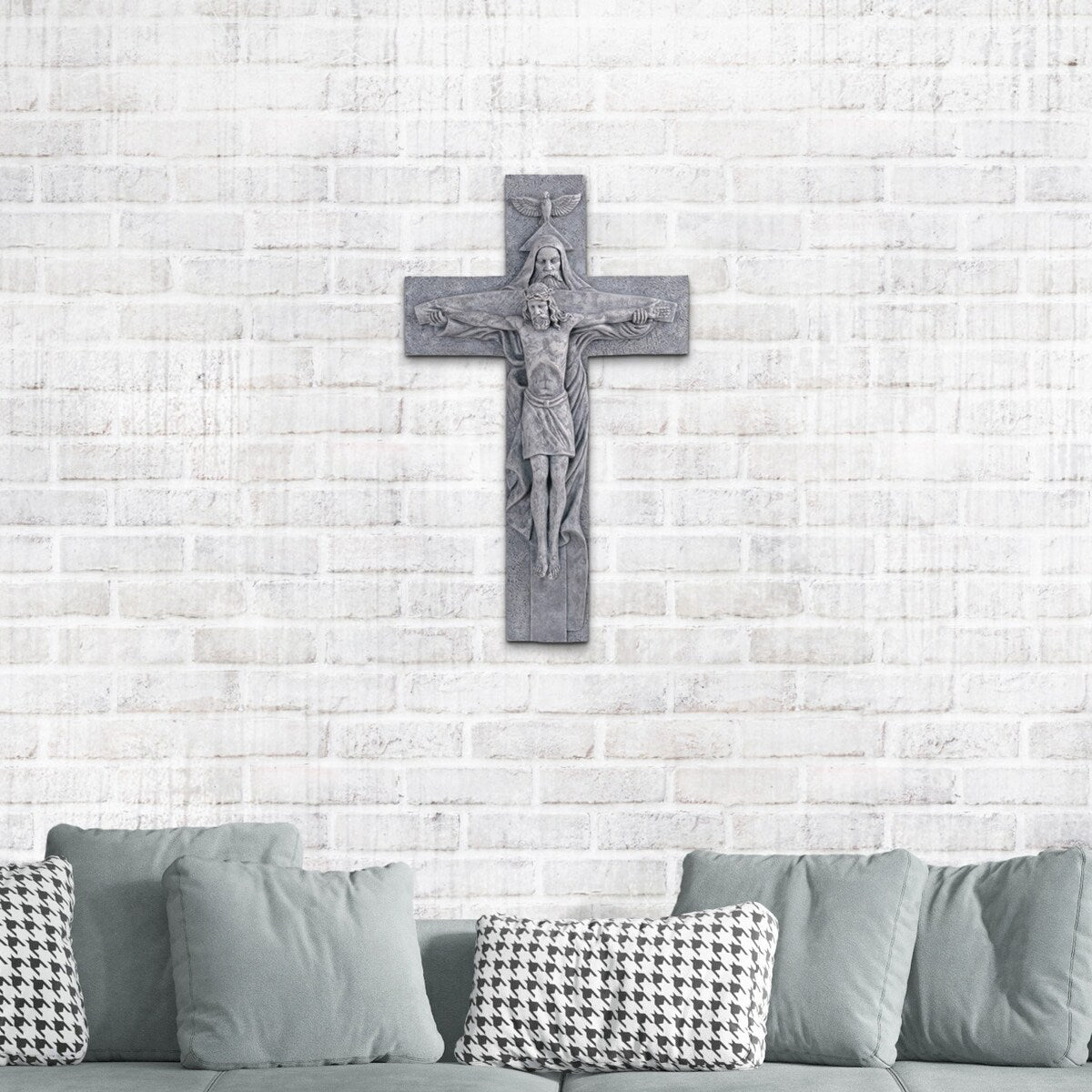 ICE ARMOR Holy Trinity Crucifix Grey 24"H Jesus Nailed On The Cross Crucifix Wall Cross Holy Figurine