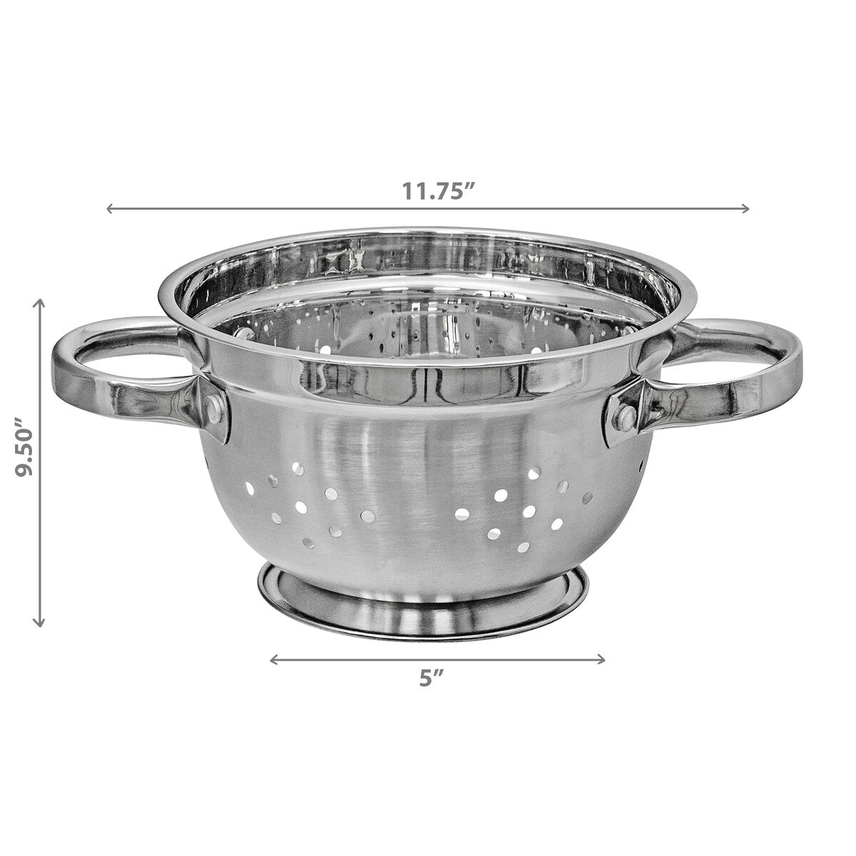 IH Casa Decor Stainless Steel Deep Colander With Handles 9.5" - Silver