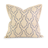 IK Eliso Light Blue Embroidered Linen Throw Pillow w/ Down Fill