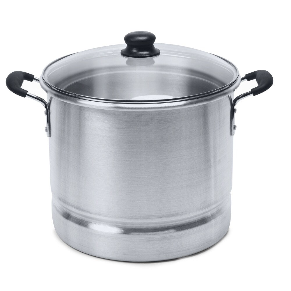 IMUSA MEXICANA-424 24 qt. Silver Tamale and Seafood Steamer with Glass Lid