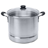 IMUSA MEXICANA-424 24 qt. Silver Tamale and Seafood Steamer with Glass Lid