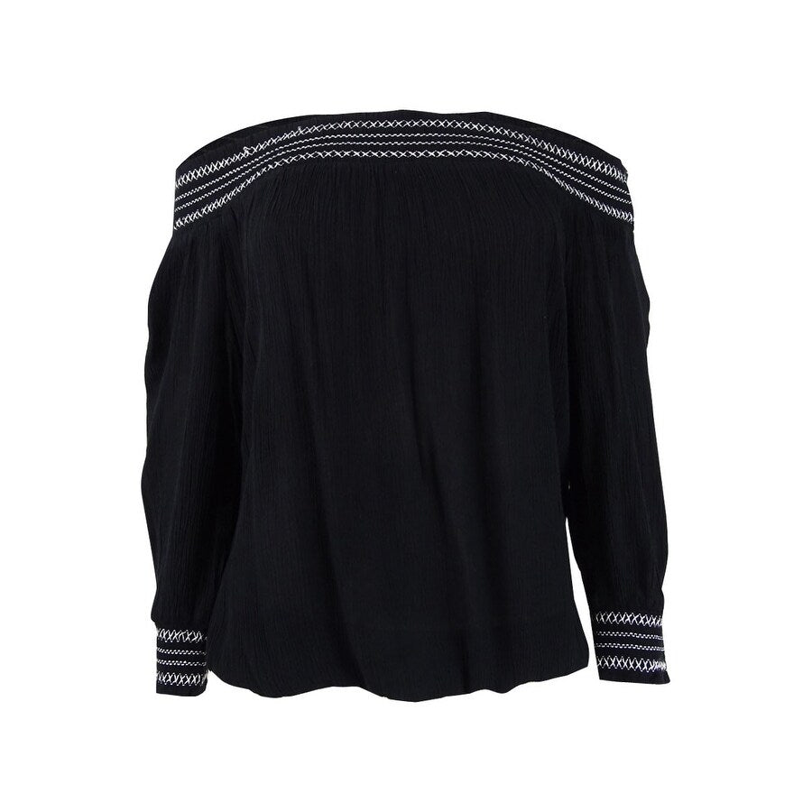 INC International Concepts Women's Crochet-Trim Off-The-Shoulder Top