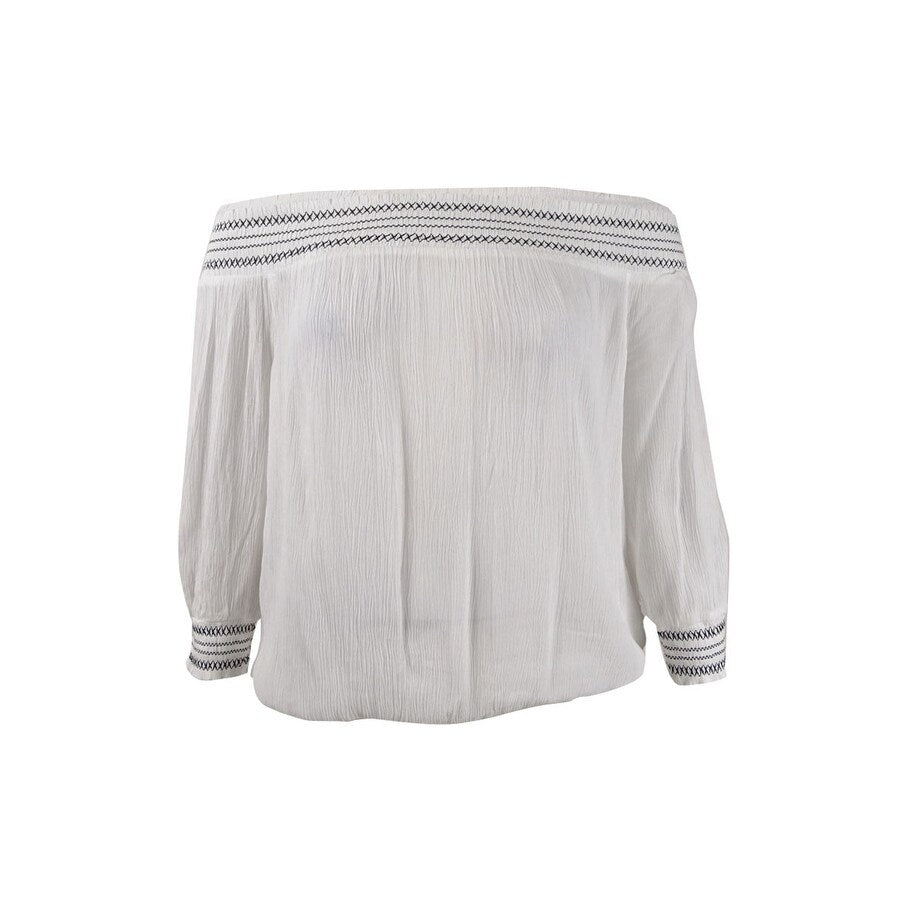 INC International Concepts Women's Crochet-Trim Off-The-Shoulder Top