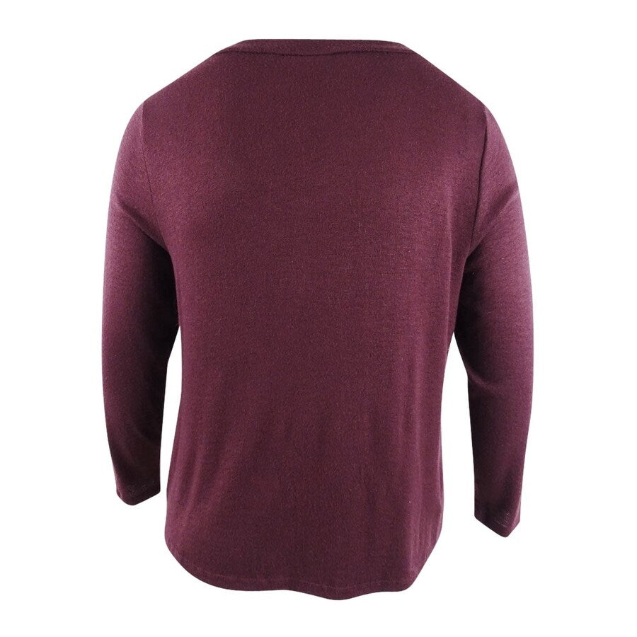 INC International Concepts Women�s Plus Shoulder-Laced Snit Top (0X, Port)