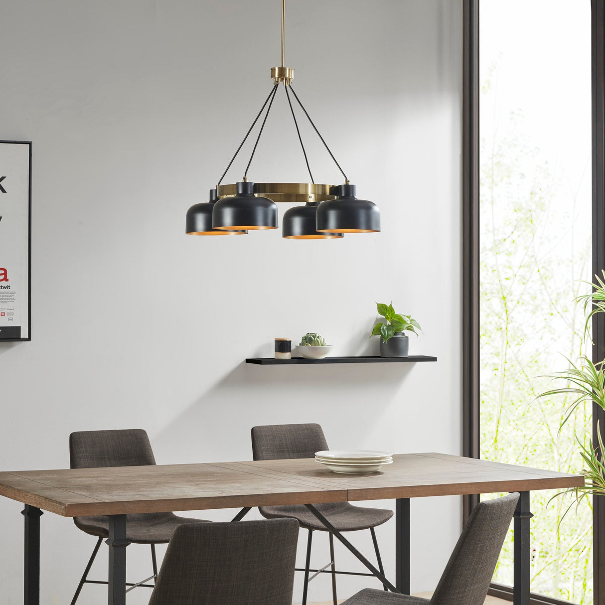 INK+IVY Abbott 4-Light Metal Shade Chandelier