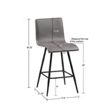 INK+IVY Adams Grey Faux Leather Swivel Counter Stool