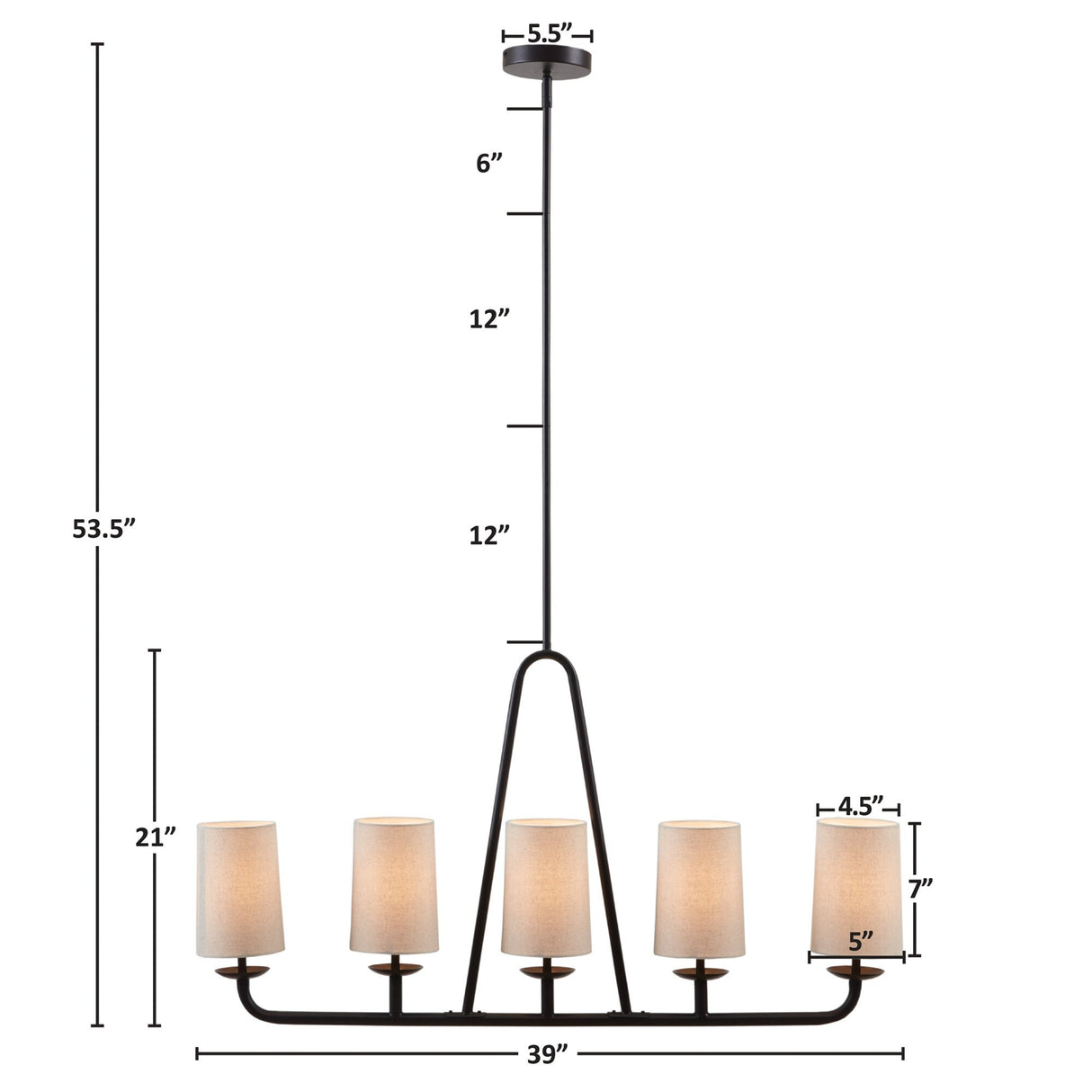 INK+IVY Serenitie Bronze 5-Light Linear Chandelier