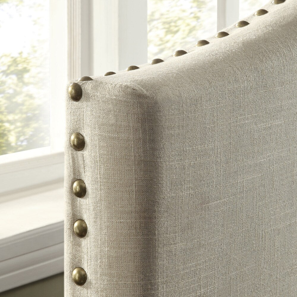 Blanchard Nailheads Camelback Linen Upholstered King-size Headboard by iNSPIRE Q Bold
