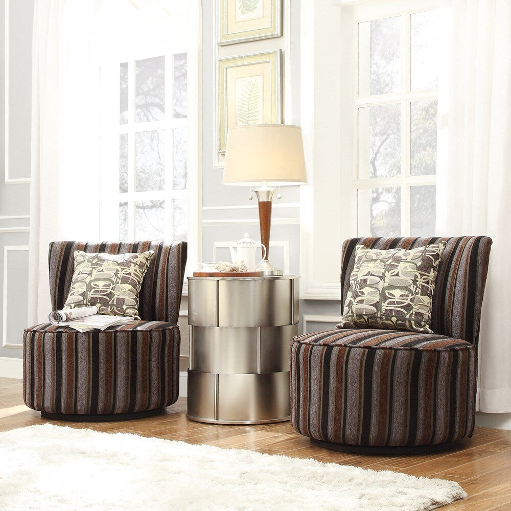INSPIRE Q Damen Dark Tonal Stripe Modern Round Swivel Chair
