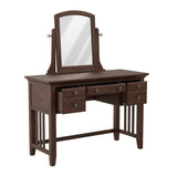 Modern Mission Bedroom Vanity and Mirror in Vintage Oak Finish