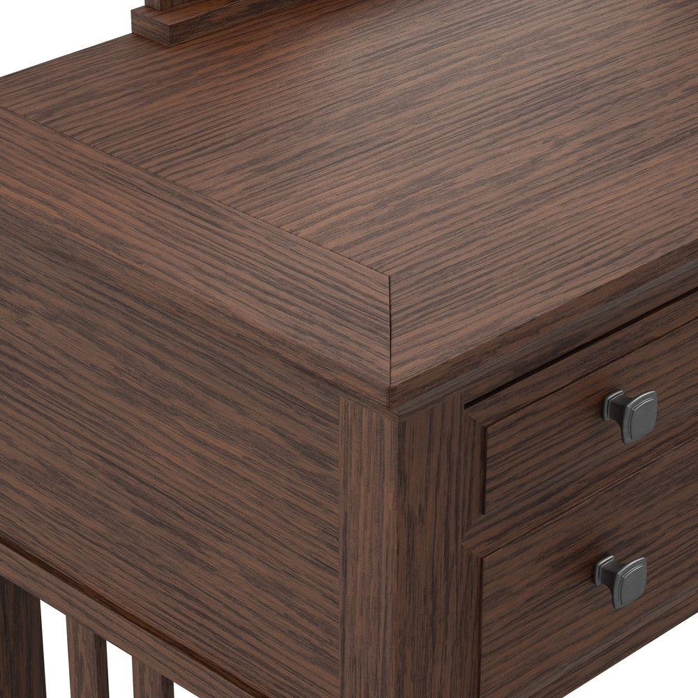 Modern Mission Bedroom Vanity and Mirror in Vintage Oak Finish