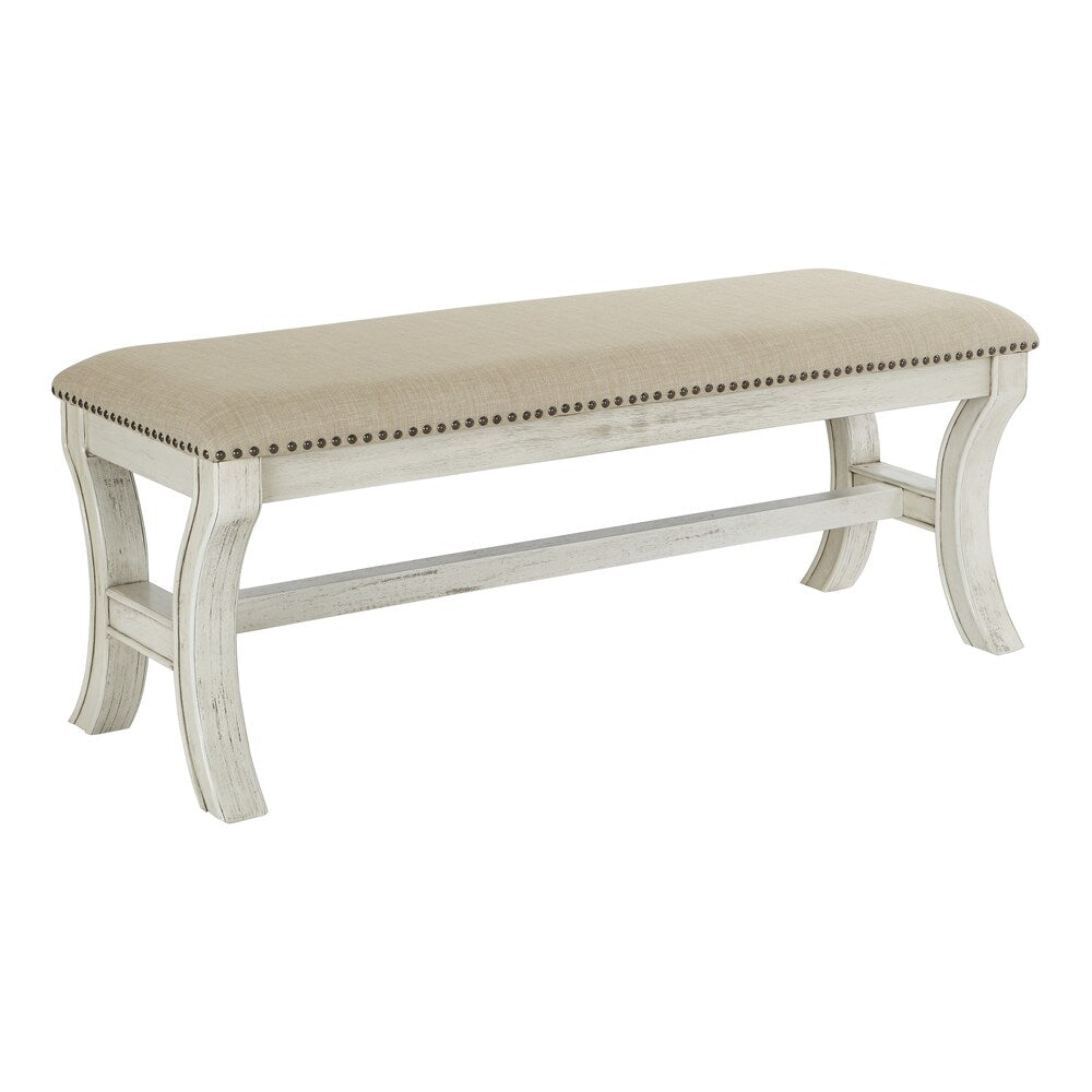 The Gray Barn McNiven Mid-Century Bench with Antique White Base