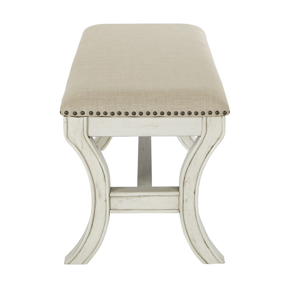 The Gray Barn McNiven Mid-Century Bench with Antique White Base