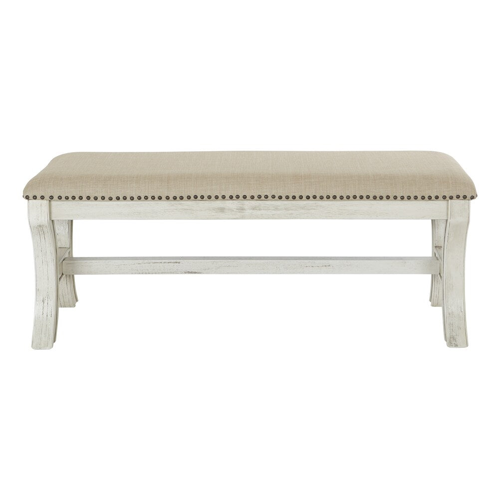 The Gray Barn McNiven Mid-Century Bench with Antique White Base
