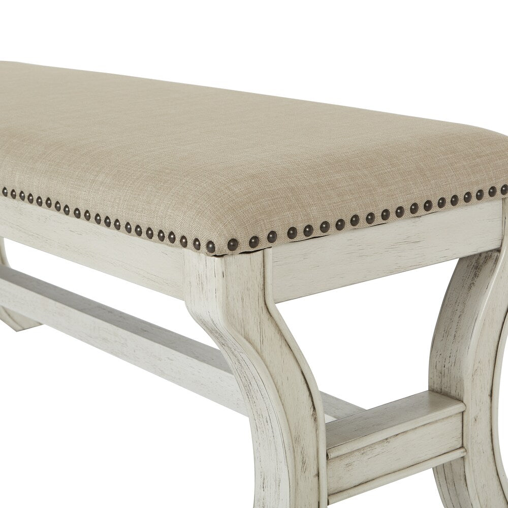 The Gray Barn McNiven Mid-Century Bench with Antique White Base
