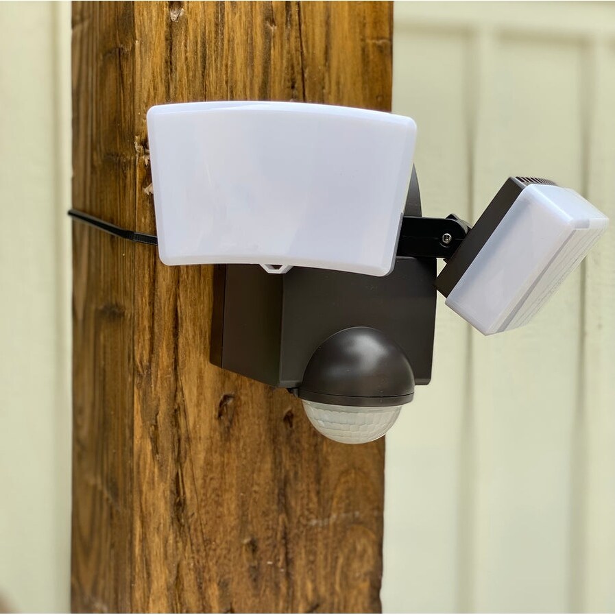 IQ America 800 Lumen Battery Operated LED Motion Security Flood Light Wall Eave Mount
