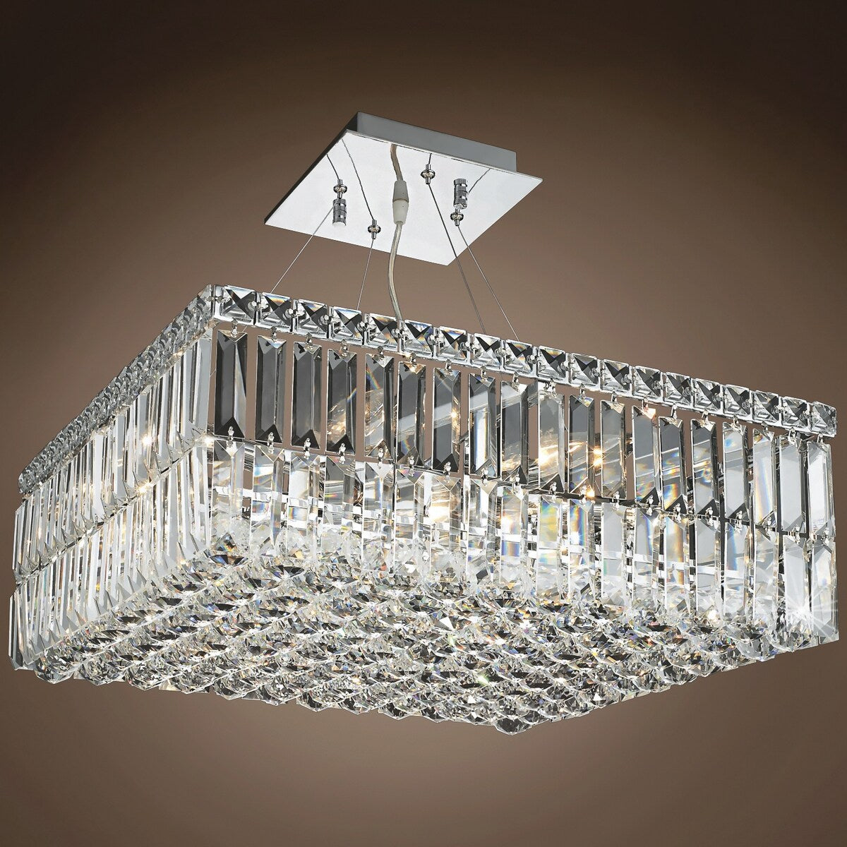 Ibiza Design 12 Light 20" Chrome Chandelier With Clear European Crystals - 7.50