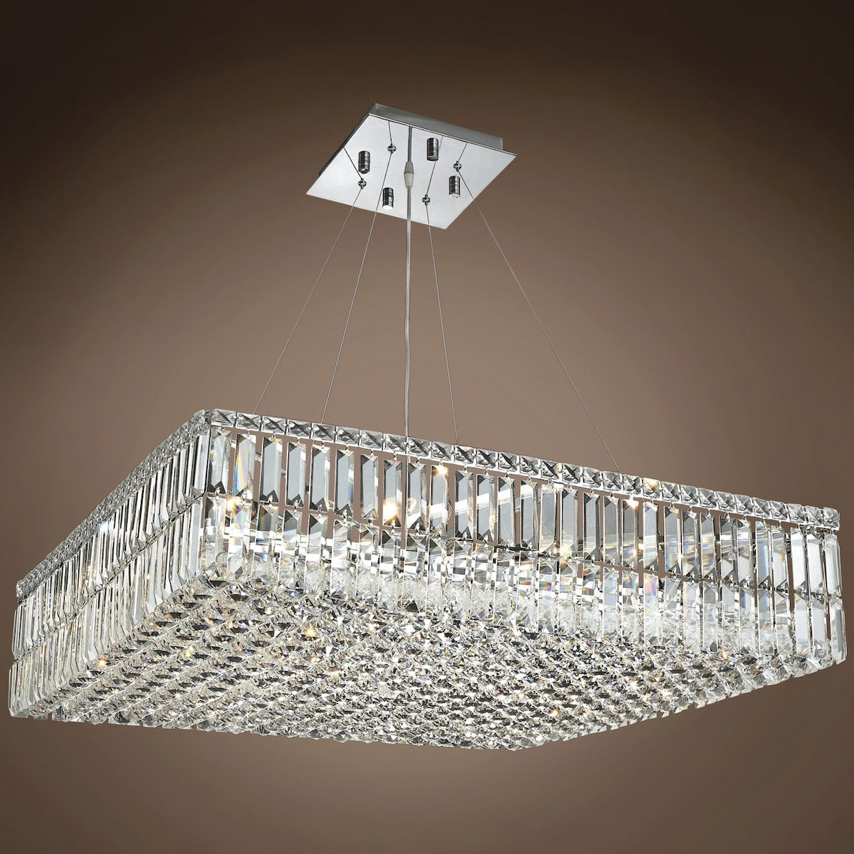 Ibiza Design 12 Light 32" Chrome Chandelier With Clear European Crystals - 7.50