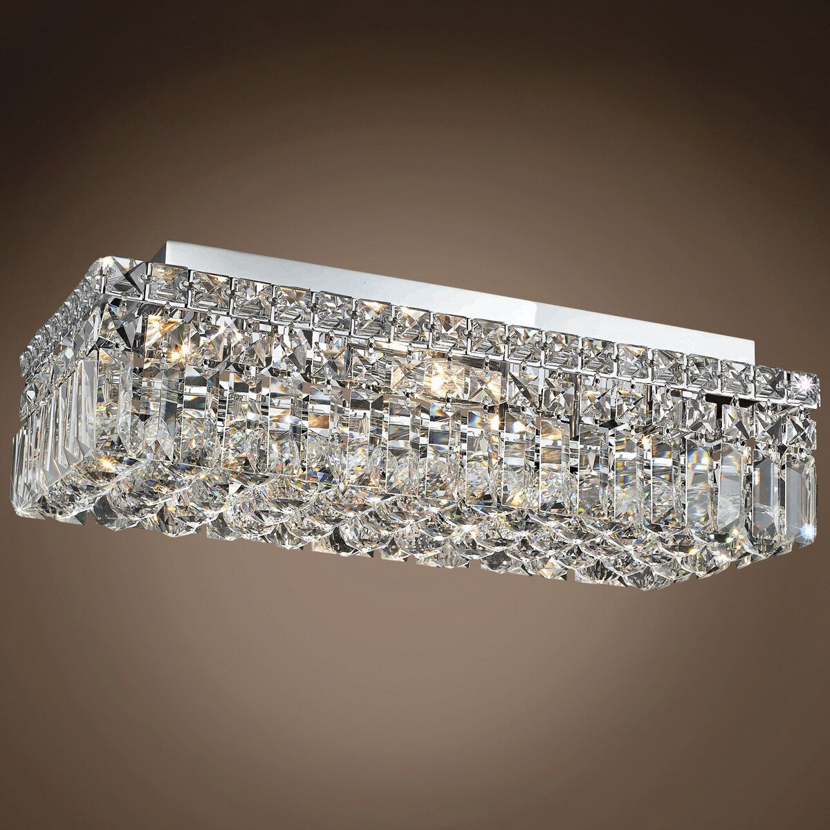 Ibiza Design 4 Light 20" Chrome Flush Mount With Clear Swarovski Crystals - 5.00