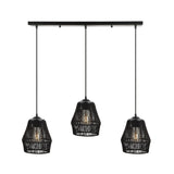 Ibiza Island 30" 3-Light Seagrass/Metal Bohemian Coastal LED Pendant, Oil Rubbed Bronze/Natural by JONATHAN Y